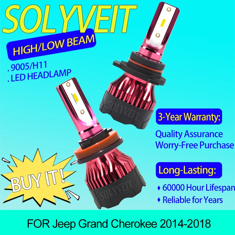 

Waterproof IP67 Clear Beam Quick Setup 9005 H11 LED HIGH LOW BEAM HEADLAMP FOR Jeep Grand Cherokee 2014 2015 2016 2017 2018