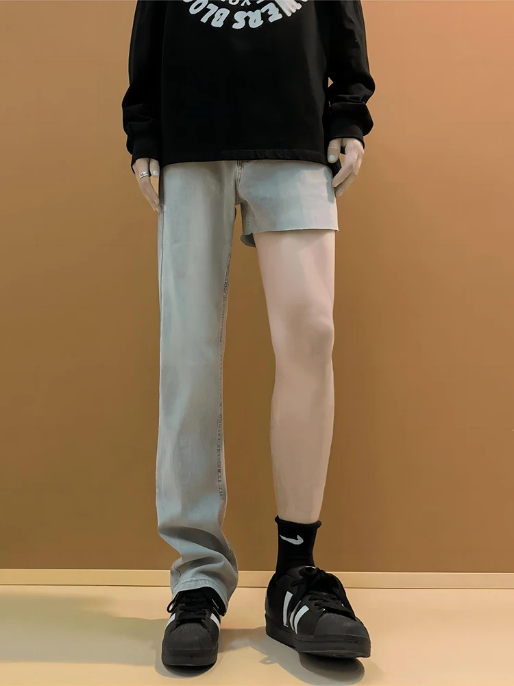 

e ey Slim Fit Straight Leg American High Street Knife Bell Bot Men's Faion High End Slimming Jeans