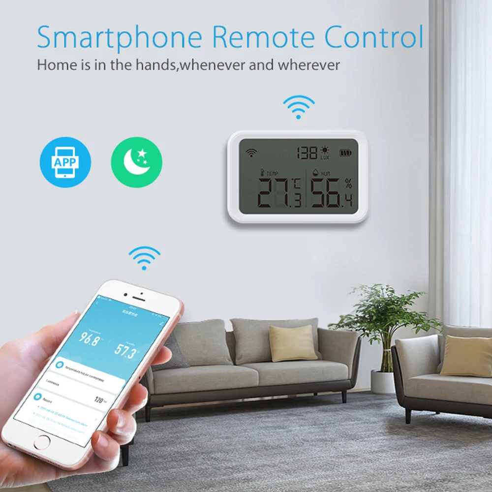 Tuya WiFi LCD Temperatura Wilgotność Lux Detektor światła 3 w 1 Higrometr Termometr Alexa Google Smart Life APP Zdalne sterowanie