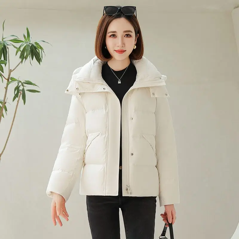 2023 New Women Down Jacket Winter Coat Female Short Parkas Slim Fit Thick Warm Outwear Hooded Leisure Time Versatile Overcoat