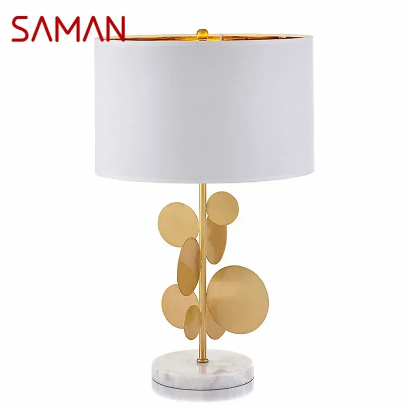 SAMAN Nordic Table Lamp Contemporary Fashion Creativity Gold Living Room Study Villa Hotel Bedroom LED Bedside Desk Light