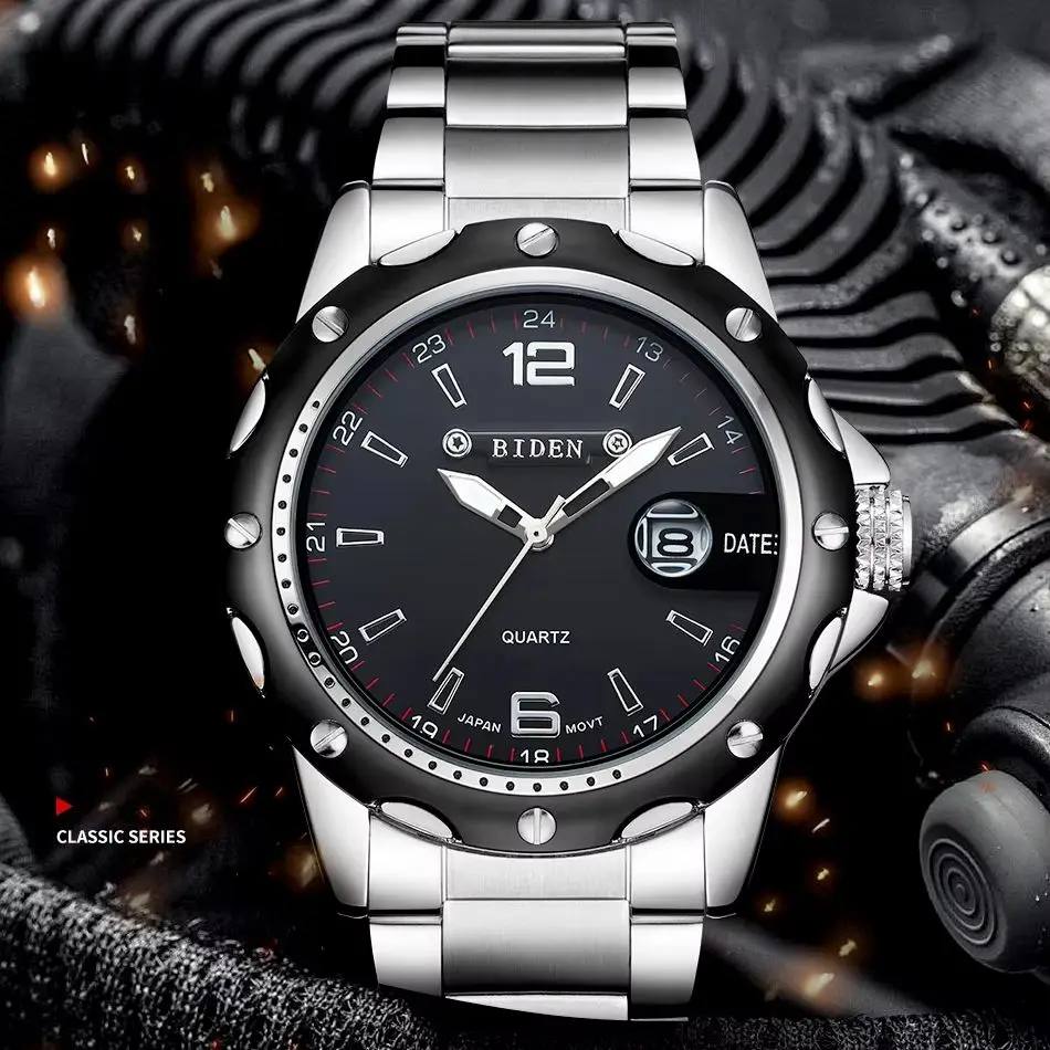 

Мужские часы BIDEN, модные деловые кварцевые часы, водонепроницаемые часы с датой, роскошные мужские часы Reloj para hombre