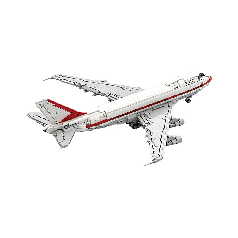 MOC City 747-100 Factory Livery Passenger Jet Airplane Heavy Transport Plane DIY Building Blocks Bricks Toy Model Gift