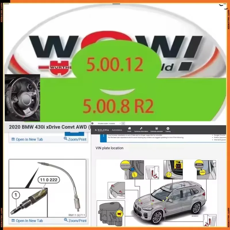 

W-urth WOW V5.00.12 WOW 5.00.8 herramienta de mantenimiento de coche obd2 escáner R2 Software multilingüe con Keygen para Tcs he