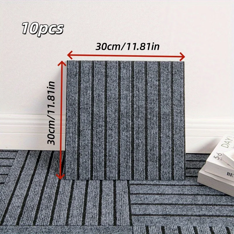 10Pcs 30x30cm Self-Adhesive Plush Floor Stickers，Peel and Stick Floor Pads, Cuttable DIY Home Decor Mat for Bedroom, Living Room