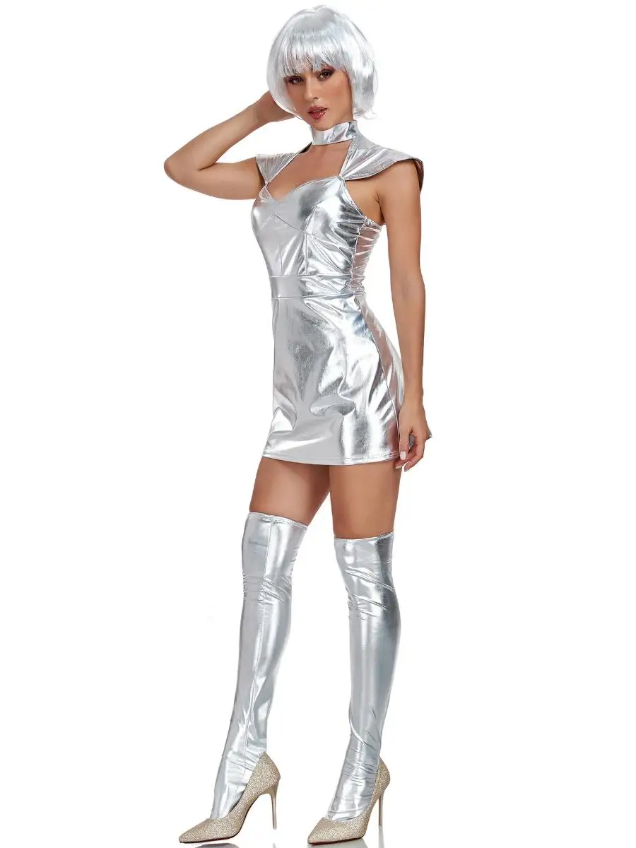 MXL Costume spatial Costume de Cosplay argent étain homme orm Performance scène tenue loween adolescente Costume Polyester matériel