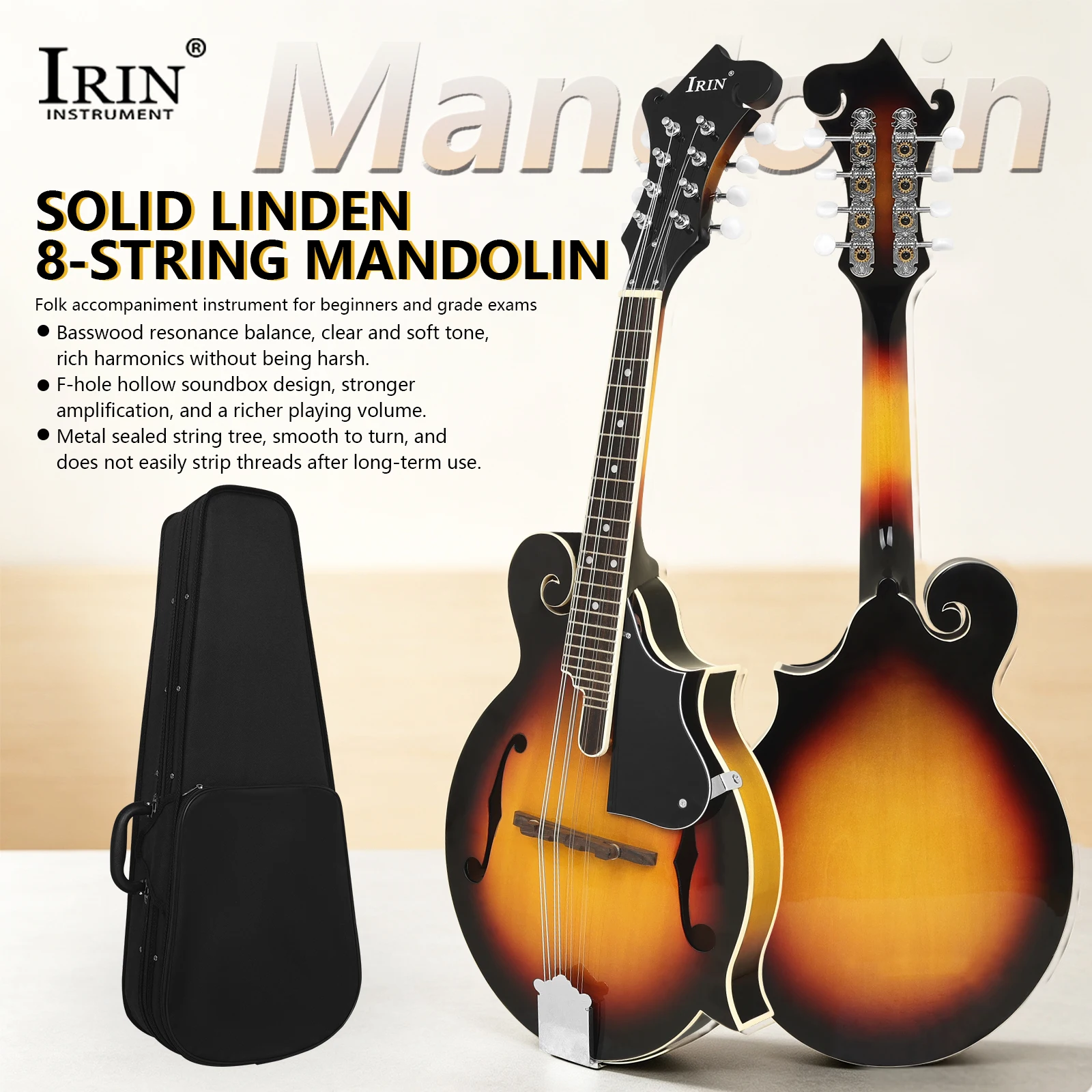 IRIN MD-65 8 Strings Acoustic - Musical Instrument Mandolin ulasan dan harga