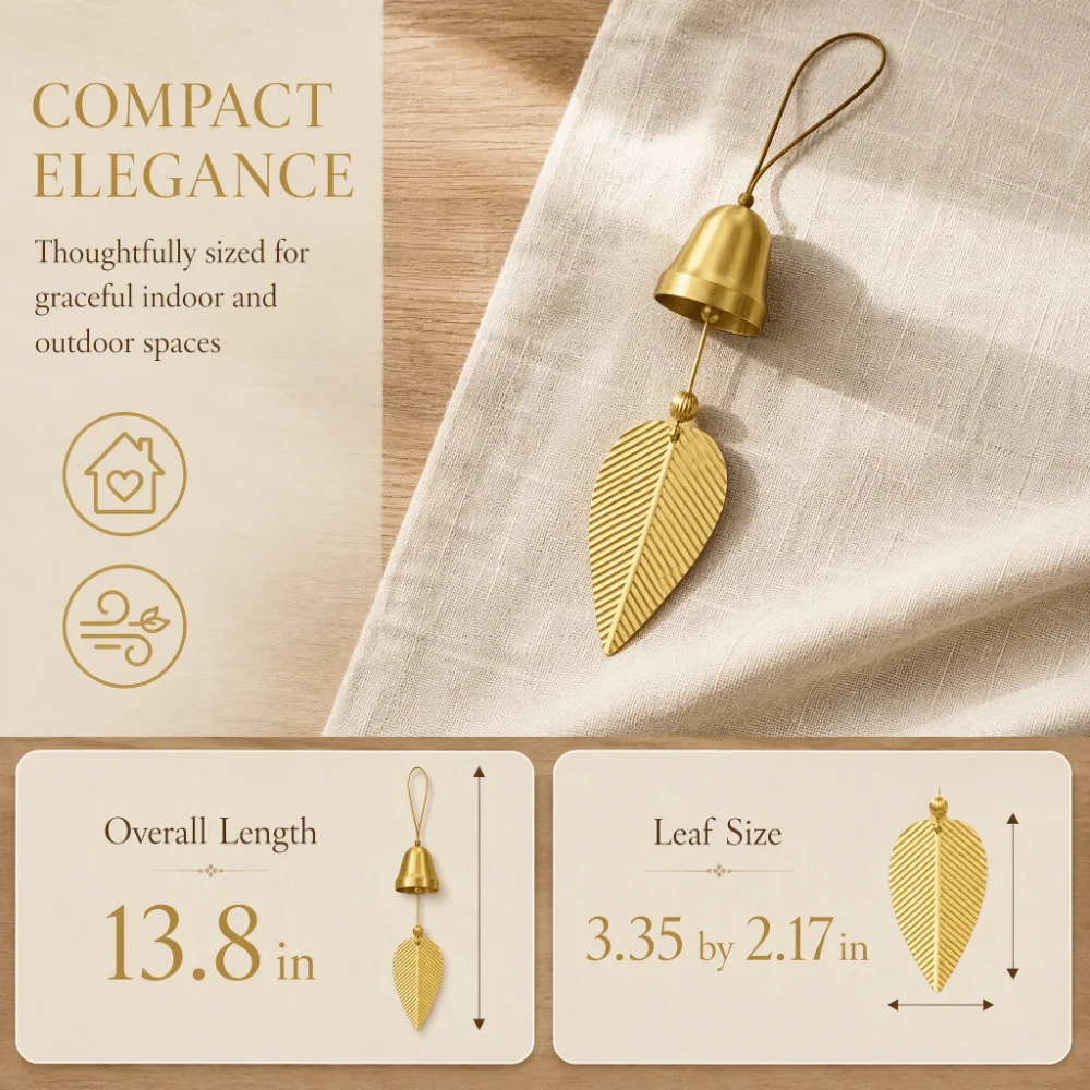 Hanging Gold Hanging Bell Decor Brass Gold Brass Feng Shui Bell 13.78in Wind Chimes Ornament For Shopkeepers