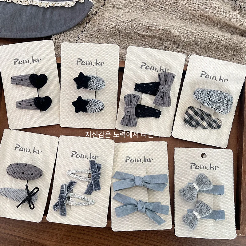 

2 шт., заколка для волос с бантиком в горошек в корейском стиле для девочек, челка по бокам, универсальная заколка для челки, милая заколка для волос