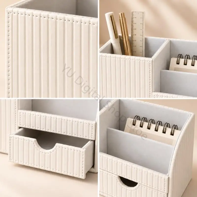96BA Multi-Section Desk Pen Organiser with Front Drawer for Pen Marker Makeup Brush