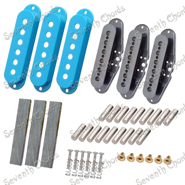 A Set 3 Pcs 3 Colors Pickup Cover Single Coil Pickup  Kits Producing Accessories/Bar Magnet/Slug Bobbins/Pole Slugs