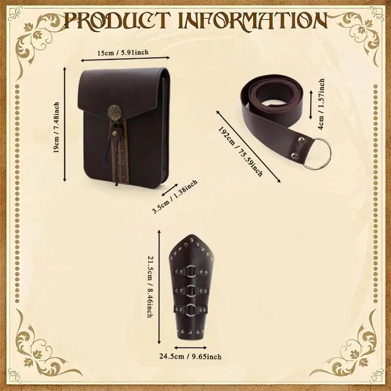 270D Halloween Vikinges accessoires déguisement Renaissances Costume médiéval ceinture bracelet