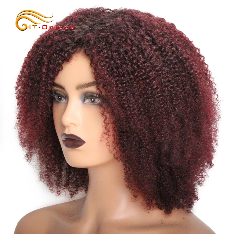 Curto encaracolado bob perucas jerry curl peruca de cabelo humano com franja 1b 27 30 99j colorido completo máquina feita peruca para mulher