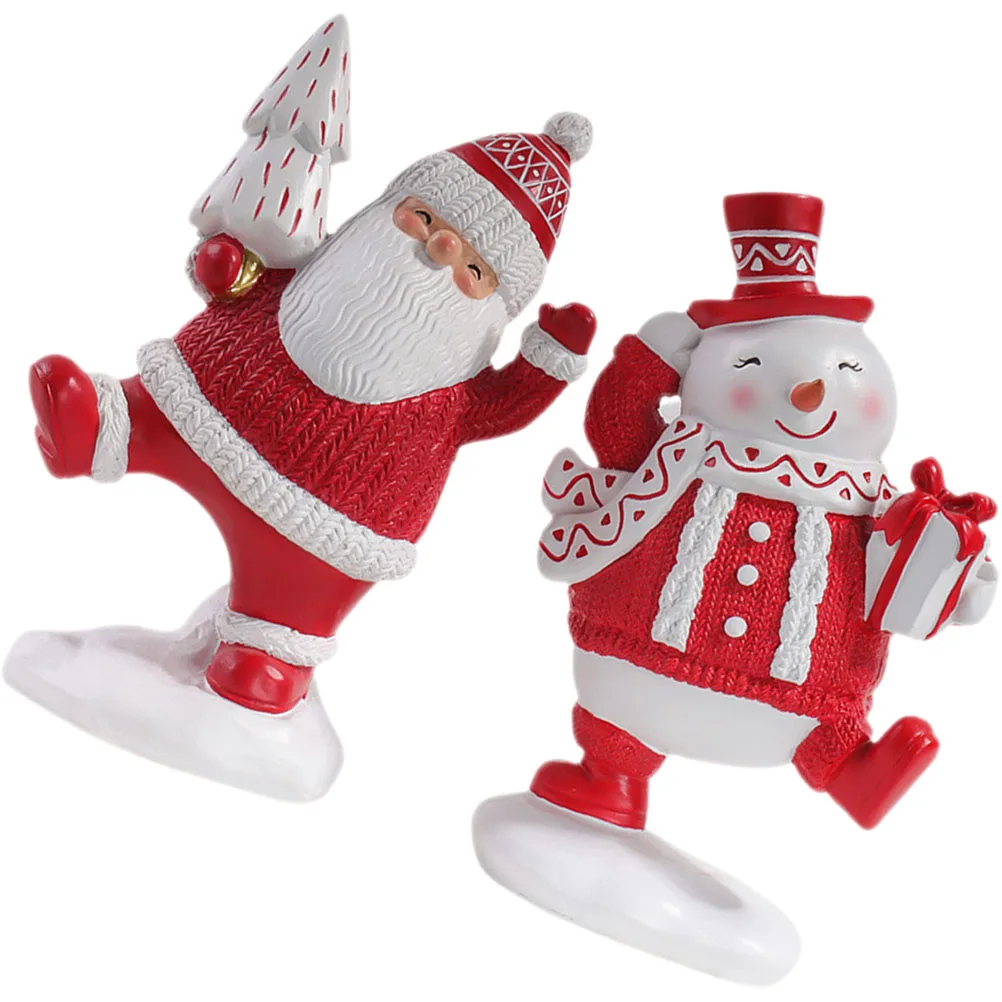 

1Set Christmas Snowman Table Ornament Sturdy Resin Holiday Decor for Mantel Desk Fireplace Home Office Xmas Party Decoration