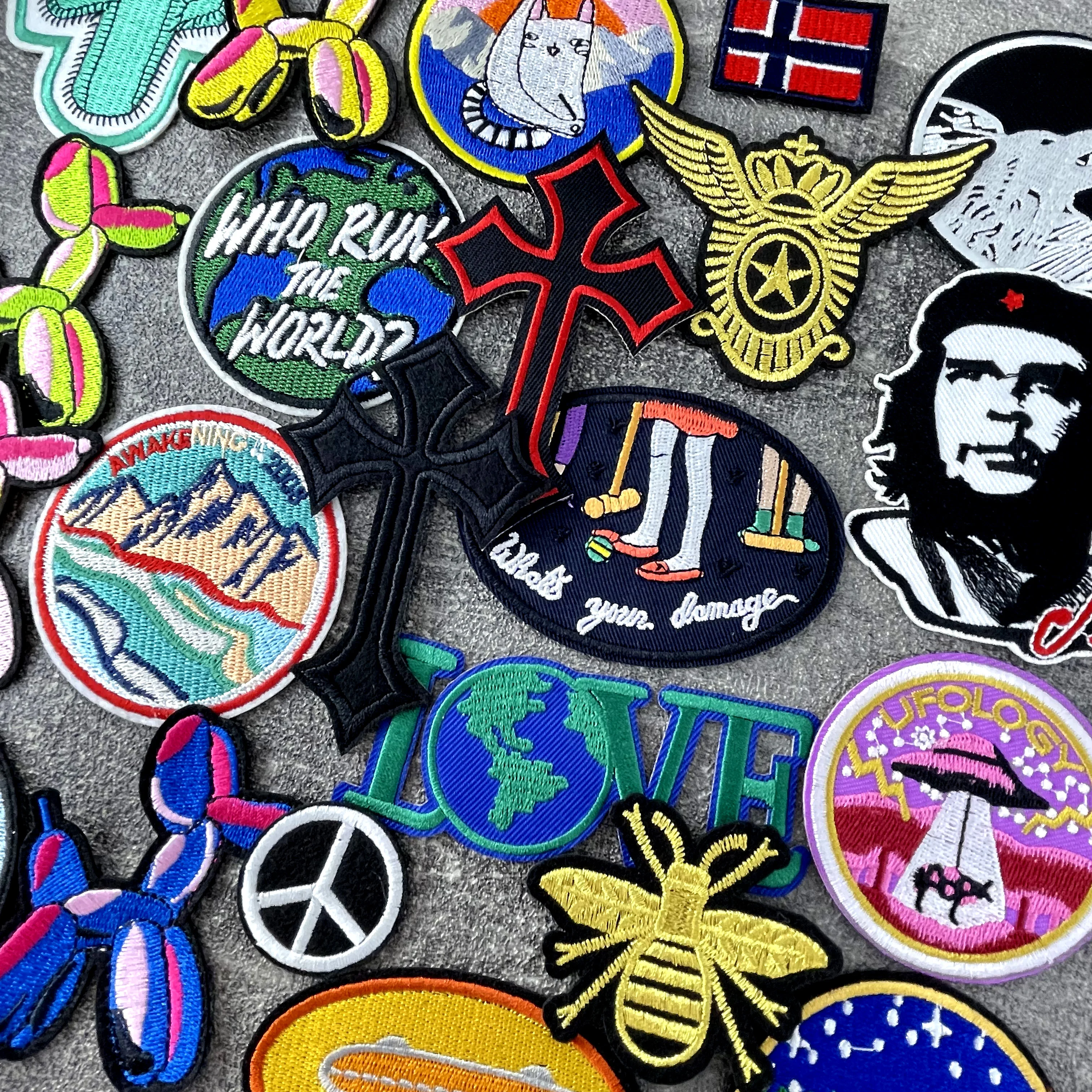 DOG CROSS LOVE Iron on Patches for Clothing Embroidered Sewing Applique Embroidery Repair Damage Decoration Modify Patch