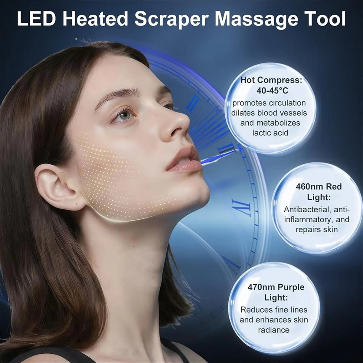 [Vend for]Heated Muscle Scraper Tool for Whole Body Massage Relaxation & Skincare with Light- Modes 3 Levels B