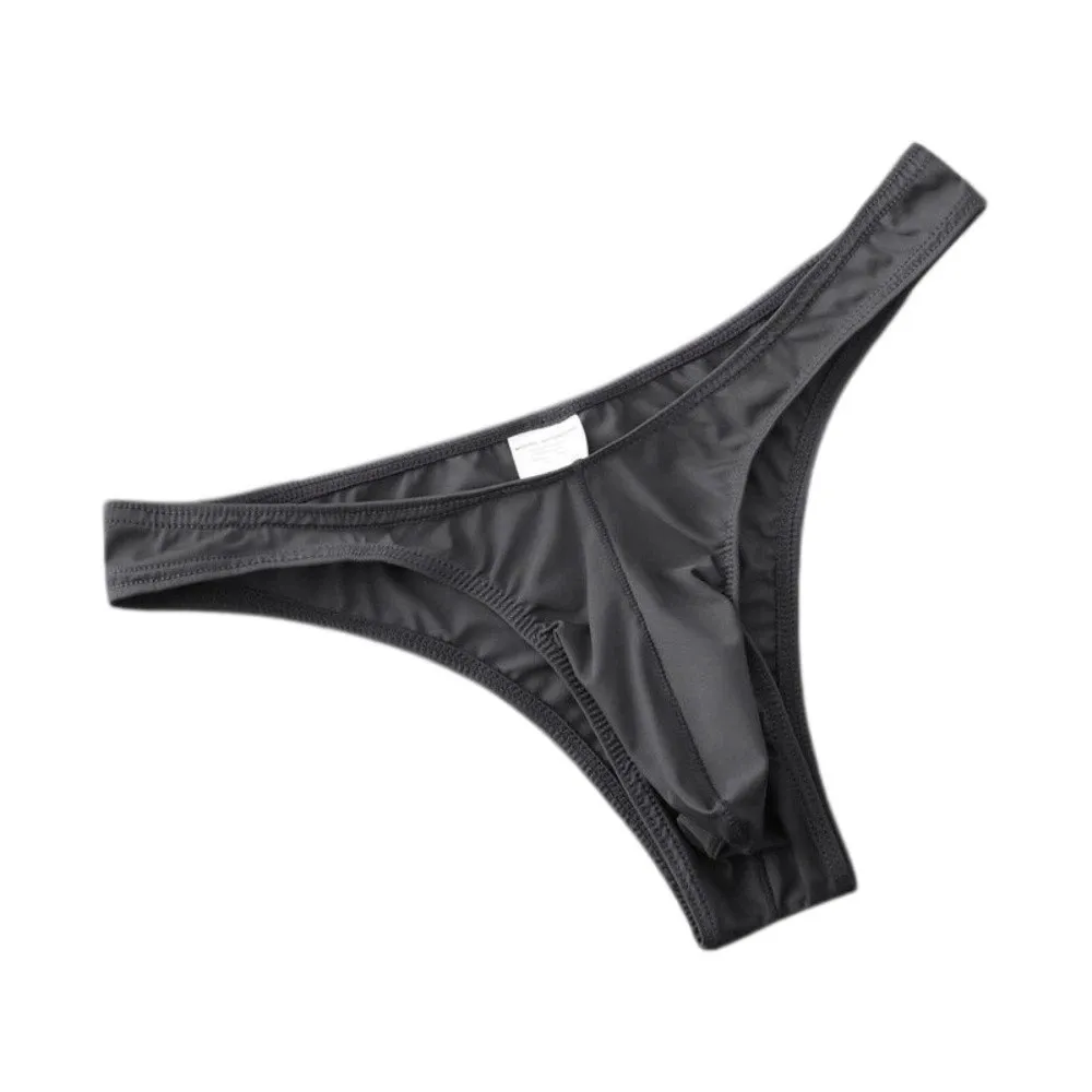 Soft Low Waist Men Ice Silk Thongs Thin Transparent Underpants Men's Panties Solid Color Underwear Male Briefs Men