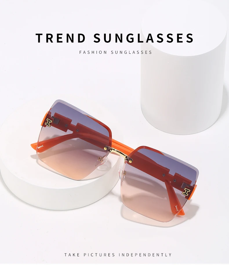 

Luxury Brand Rimless Sunglasses For Men Vintage Designer Sun Glasses 2023 Women Fashion Rectangle Eyewear UV400 Oculos De Sol