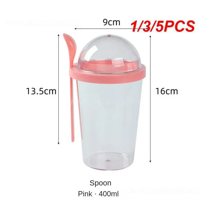 1/3/5PCS Plastic Cups Of Yogurt And Cereals Breakfast Reduced Fat Vegetable And Fruit Salad Cups With Fork And Spoon