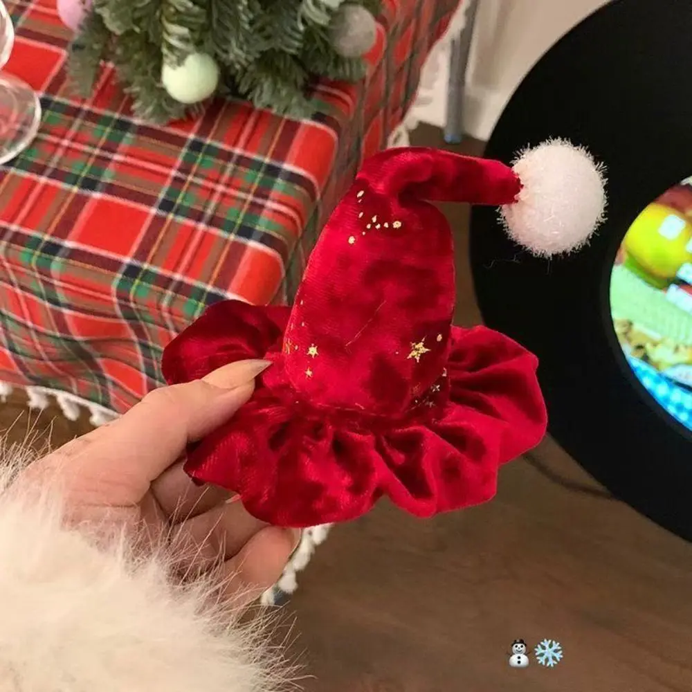 Shiny Sequin Christmas Hair Clip Red Velvet Pointed Santa Hat Headband Cute High Quality Xmas Headpiece Festival Gift
