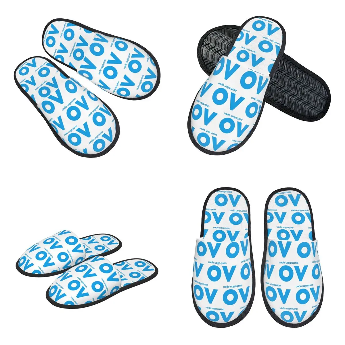 Custom Australian Open AO (Blue Version) Slippers Memory Foam Warm Soft Women House Slipper Indoor Comfy Shoes
