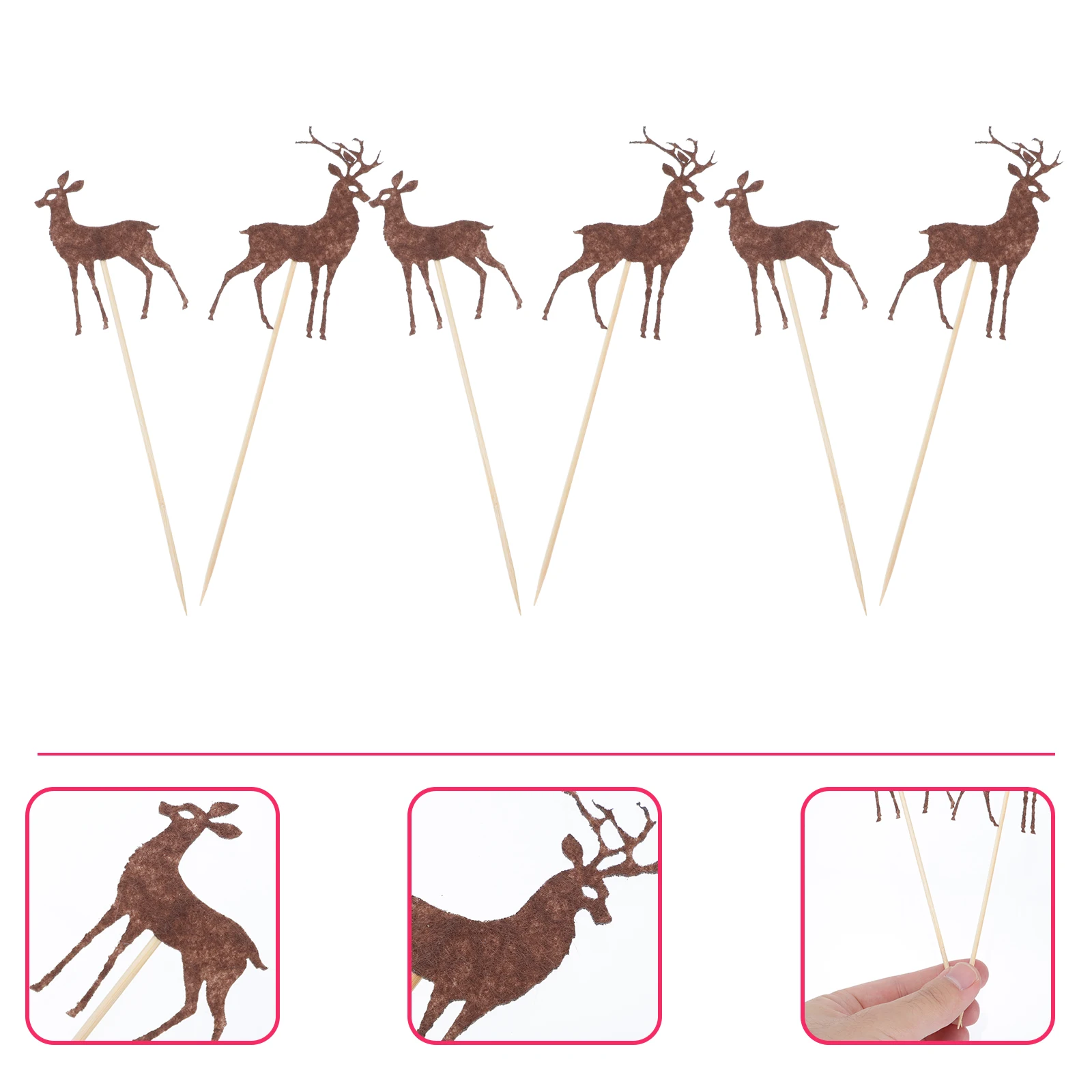

20pcs Deer Toppers Christmas Party Decor Dessert Picks Cupcake Topper Cake Decoration Xmas Theme Party Supply Cake Ornament