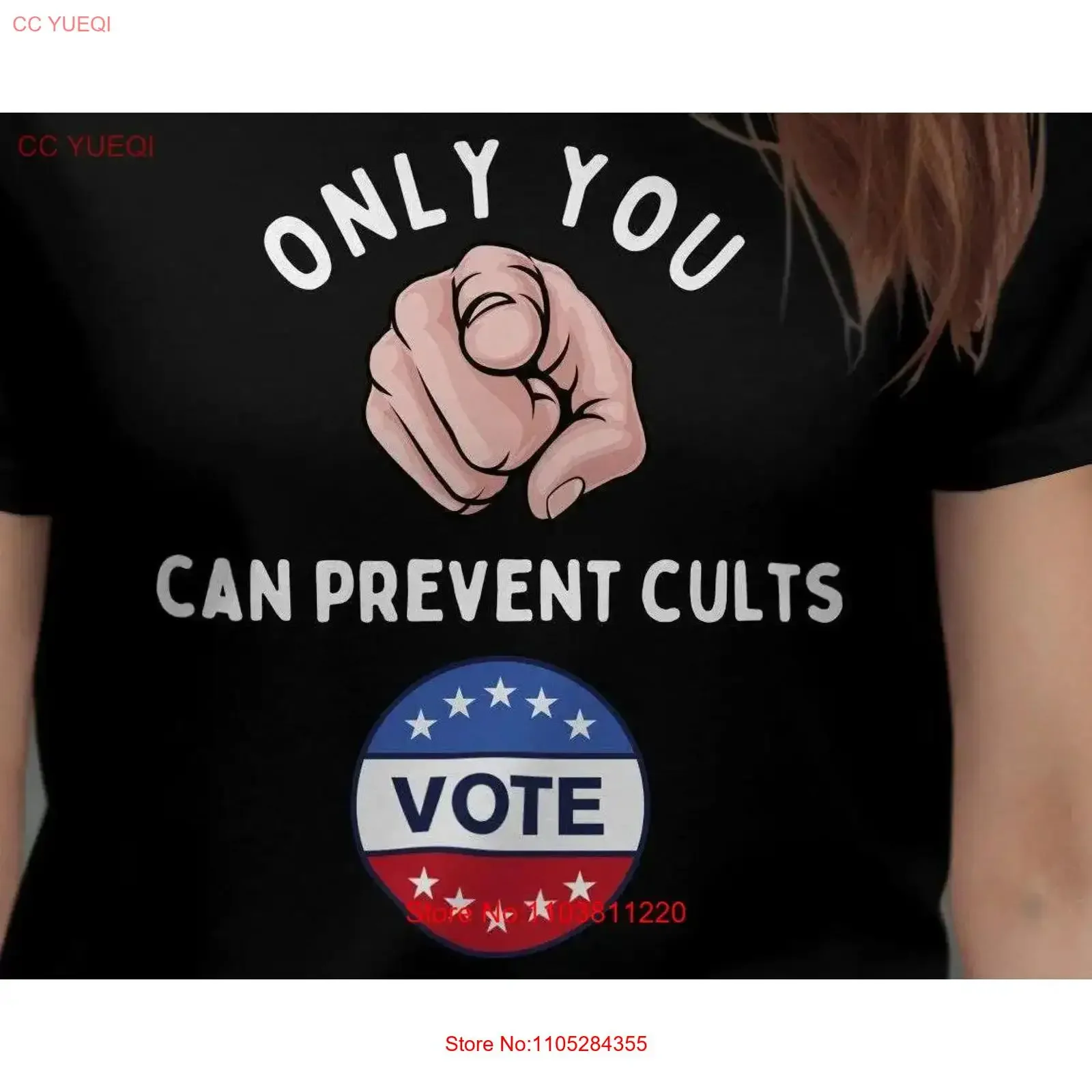 Political T Shirt Only You Can Prevent Cults Vote Women's Black Glossy Mug SweaT Election vintage Washed streetwear homme