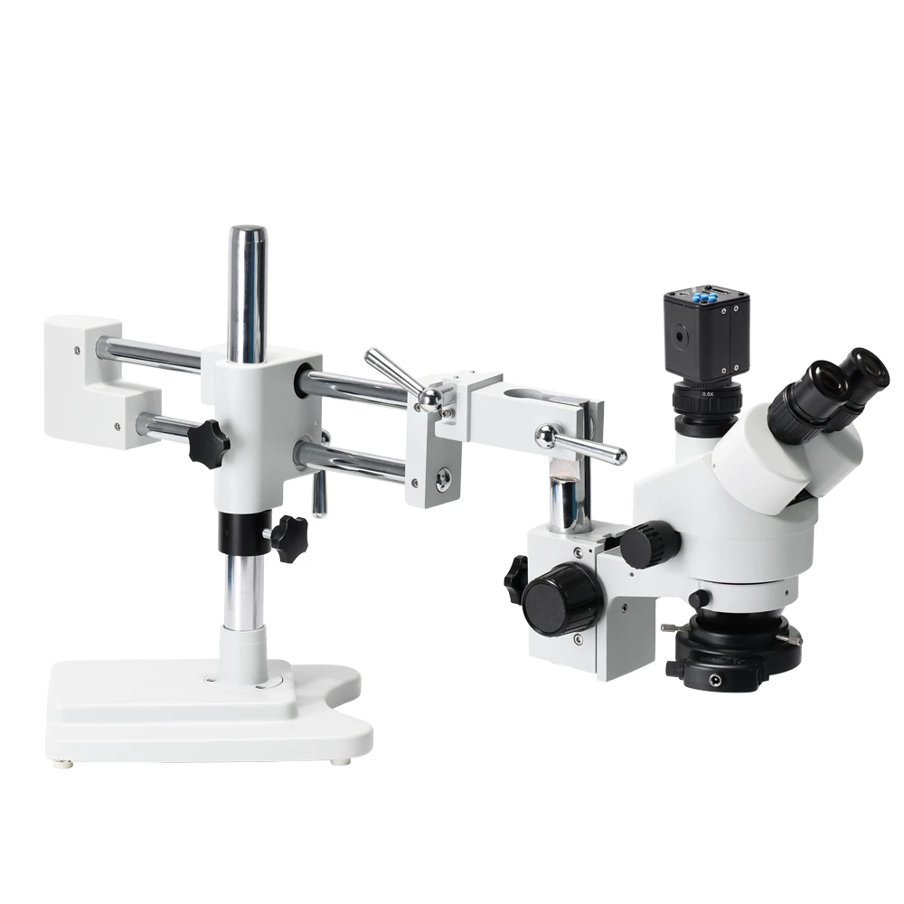 

3.5X-90X Simul-Focal Double Boom Stand Trinocular Stereo Zoom Microscope 24MP 4K HD-MI Camera phone repair Microscopie