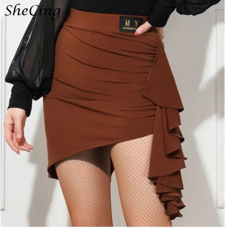 Damska spódnica do tańca latynoamerykańskiego, tanga, salsy, szal biodrowy, gładka, nieregularna odzież taneczna, sukienki do tańca towarzyskiego, swing, do ćwiczeń.