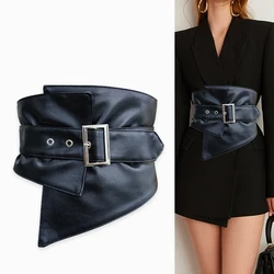 Elastic Black Leather Wide Corset Belt Woman Dress Adjustable Designer Belts For Women High Quality Big Cummerbunds Waistband