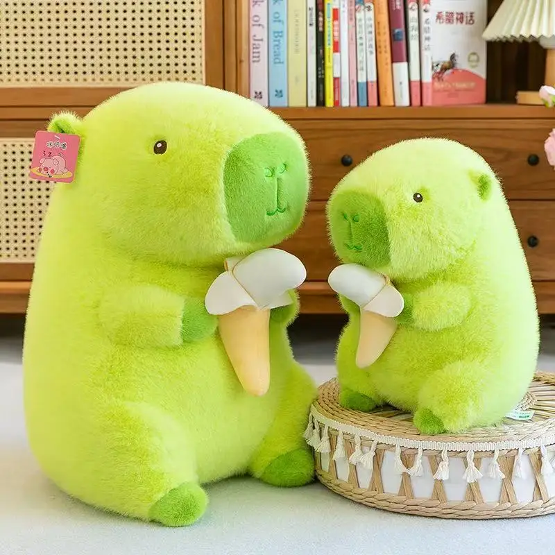 

23cm Cute Green Banana Capybara Plush Toy Kawaii Stuffed Animal Fluffly Fatty Capybara Doll Throw Pillow for Girls Gifts Deco