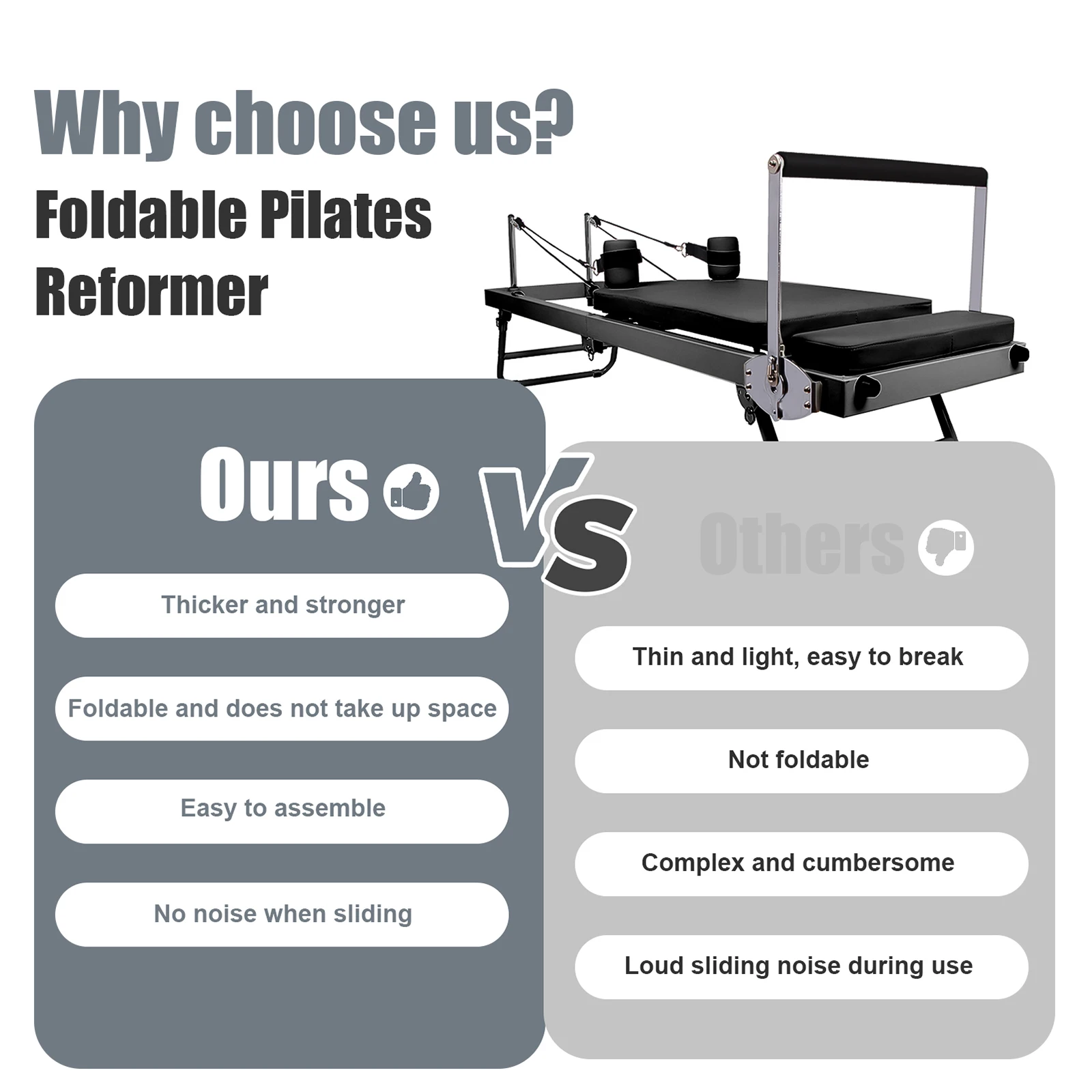 Home Pilates Reformer Verstellbares Kern-Trainingsbett, Trainingsgerät, faltbares, kompaktes Trainingsgerät – Detail 4