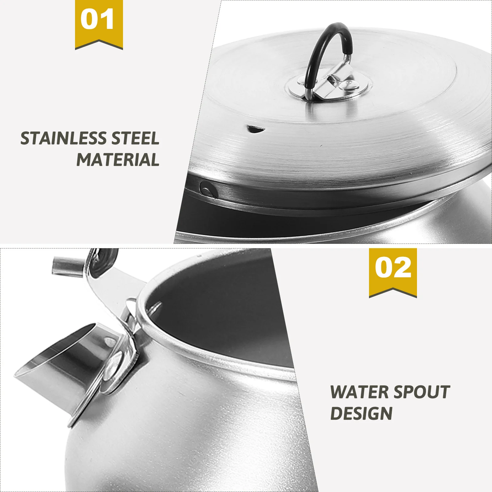 

Outdoor Stainless Steel Camping Kettle Portable Lightweight Water Boiler Tea Kettle Hiking Picnic Stove Top Water Pot