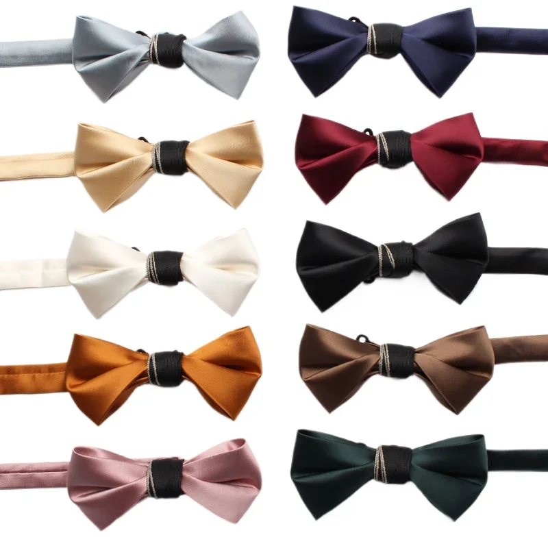 

New solid color glossy polyester silk bow tie men's elegant shirt suit overalls wedding bow tie