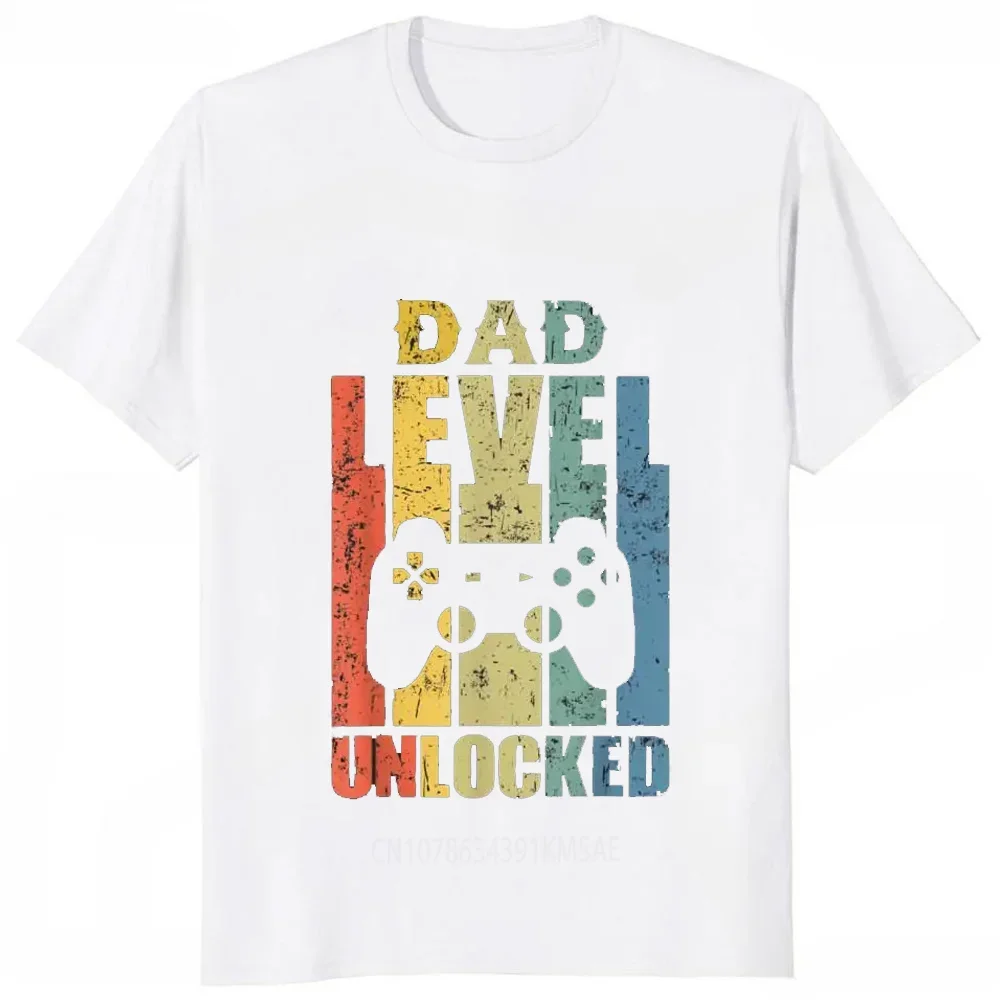 Funny Printed Dad Level Unlocked Soon To Be Father T-Shirt Casual Fashion Streetwear Hip Hop Man Tshirt Harajuku Style Tees