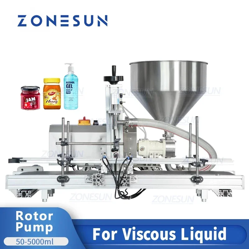 ZONESUN Automatic Hand Cream Gel Cooking Oil Peanut Paste Packing Rotor Pump Filling Machine