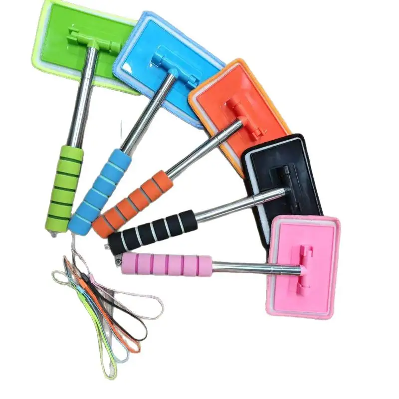 Car Windshield Water Scraper Telescopic Glass Wiper Non-slip Handle Cleaning Brush Cloth for Auto Outdoor Detailing