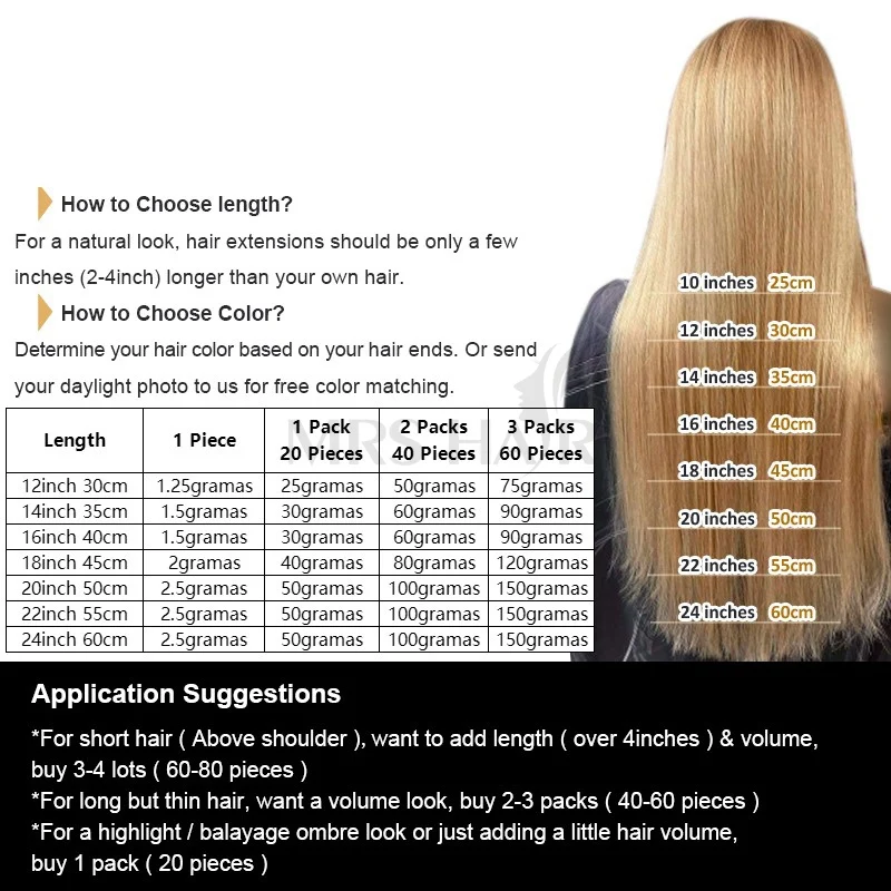 Tape in Human Hair Extensions Real Natural Human Hair Extensions Straight Hair Extensions Skin Weft Mega Hair 20pcs/pack