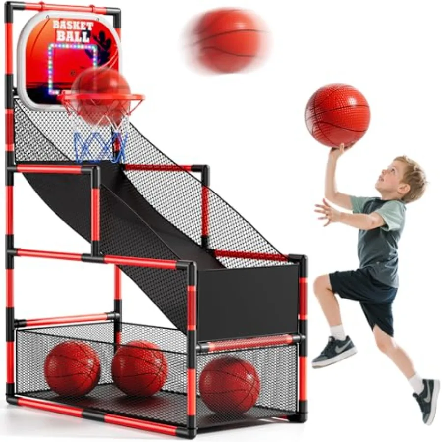Arcade Arcade Basketball Game Set for 3-12 Years Old: Indoor Outdoor Sports Play Toy, Durable Plastic Hoop with 4 Rubber Balls Pump, B - Aliexpress Deal