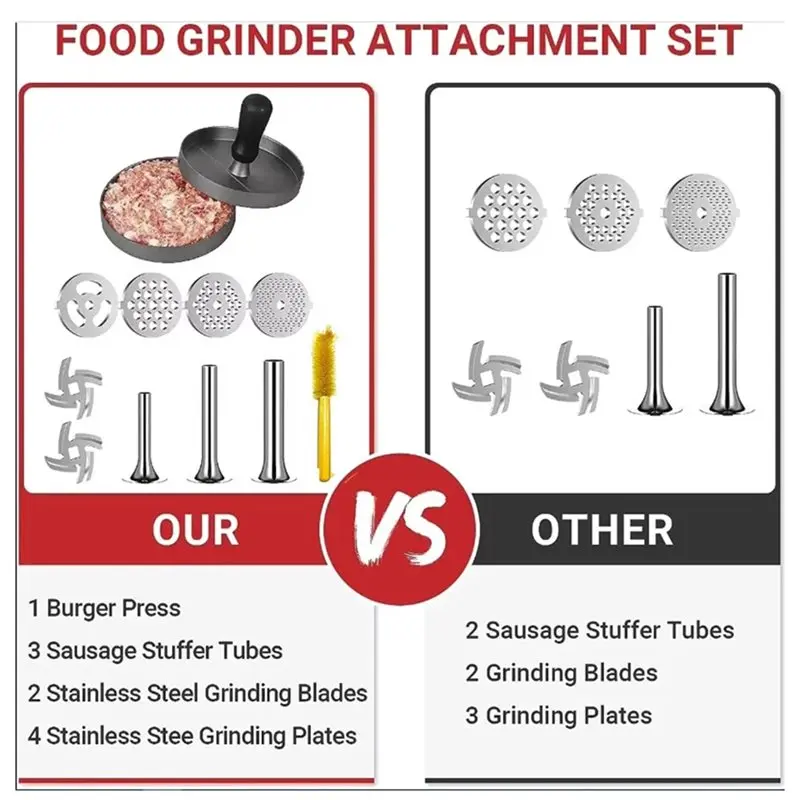 Y15A ملحقات مطحنة الطعام المعدنية عالية الجودة لجميع خلاطات حامل الشيف كيتشن ايد-مطاحن اللحوم وأشياء السجق