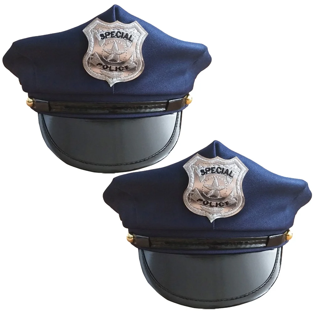 2 Pcs Hat Polices Officer Gift British Bobby Vivid Police-caps Hats Cosplay Party Costumes Decoration Kids Cloth Child