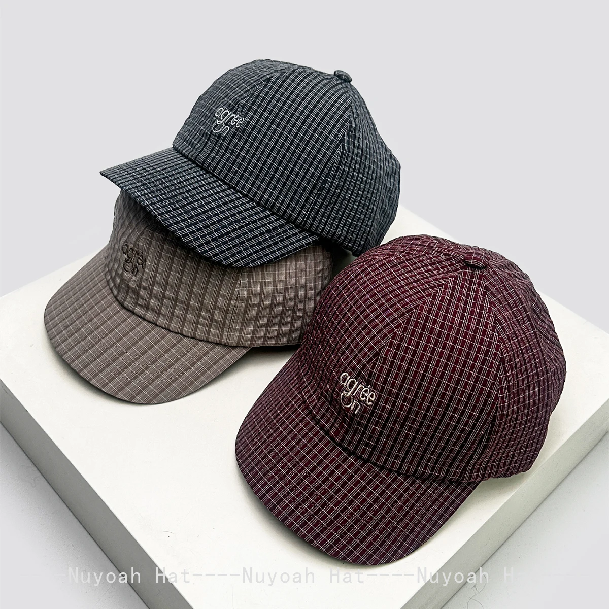 

New Men Women Korean Quick-dry Embroidered Letters Baseball Hats Sunshade Plaid Versatile Niche Peaked Caps Fashion Casual ins