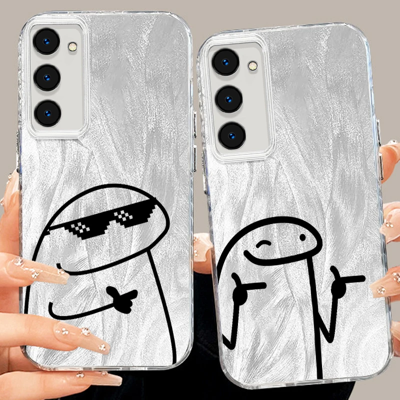 

Cartoon Cute Stickman For Samsung S24 S23 S21 FE Plus Ultra A03 A25 A23 A22 A21S A15 A14 A12 5G Feather Yarn TPU Phone Case