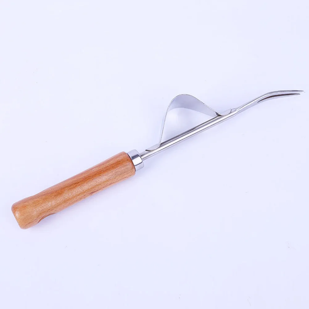 

Wooden Fork Head Hand Weeder Puller Handle Remove Weeds Shovel Trimming Tools Hand Weeder for Home Patio Garden Courtyard Silver