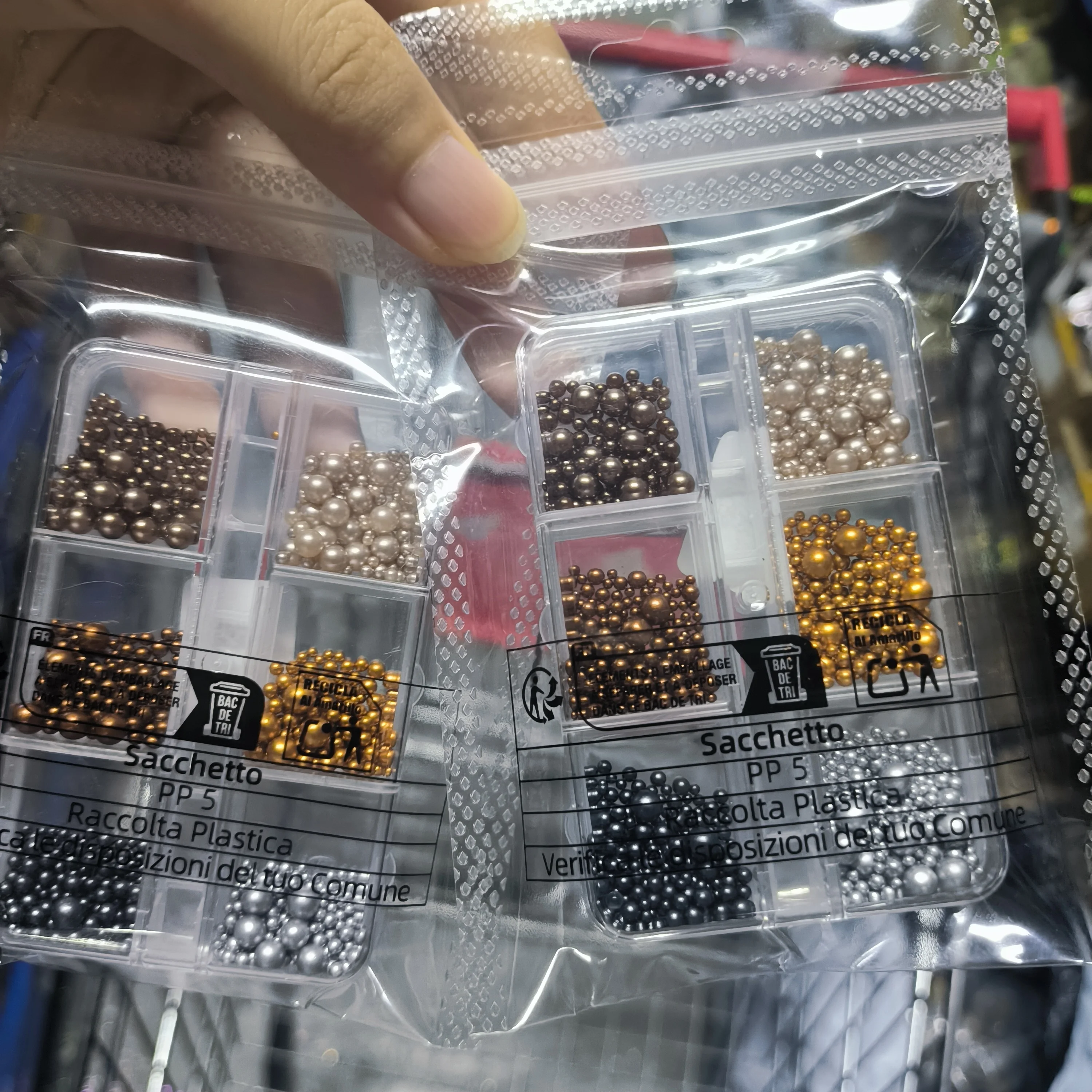 6/12Grids 3D Christmas Colorful Pearls Bead Nail Charms Mixed Round Balls Nail Art Decorations Xmas Beads DIY Manicure Jewelry