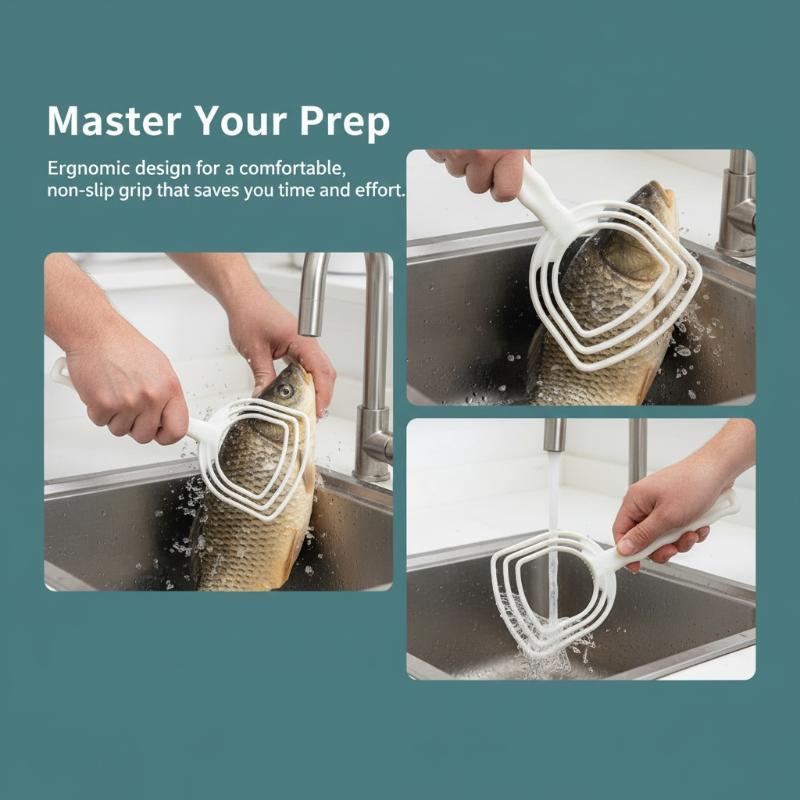  textureManual Plastic Meat Scraper Fish Scale Remover White Bone Scraper Handheld Kitchen Tool for Seafood Meal Prep 