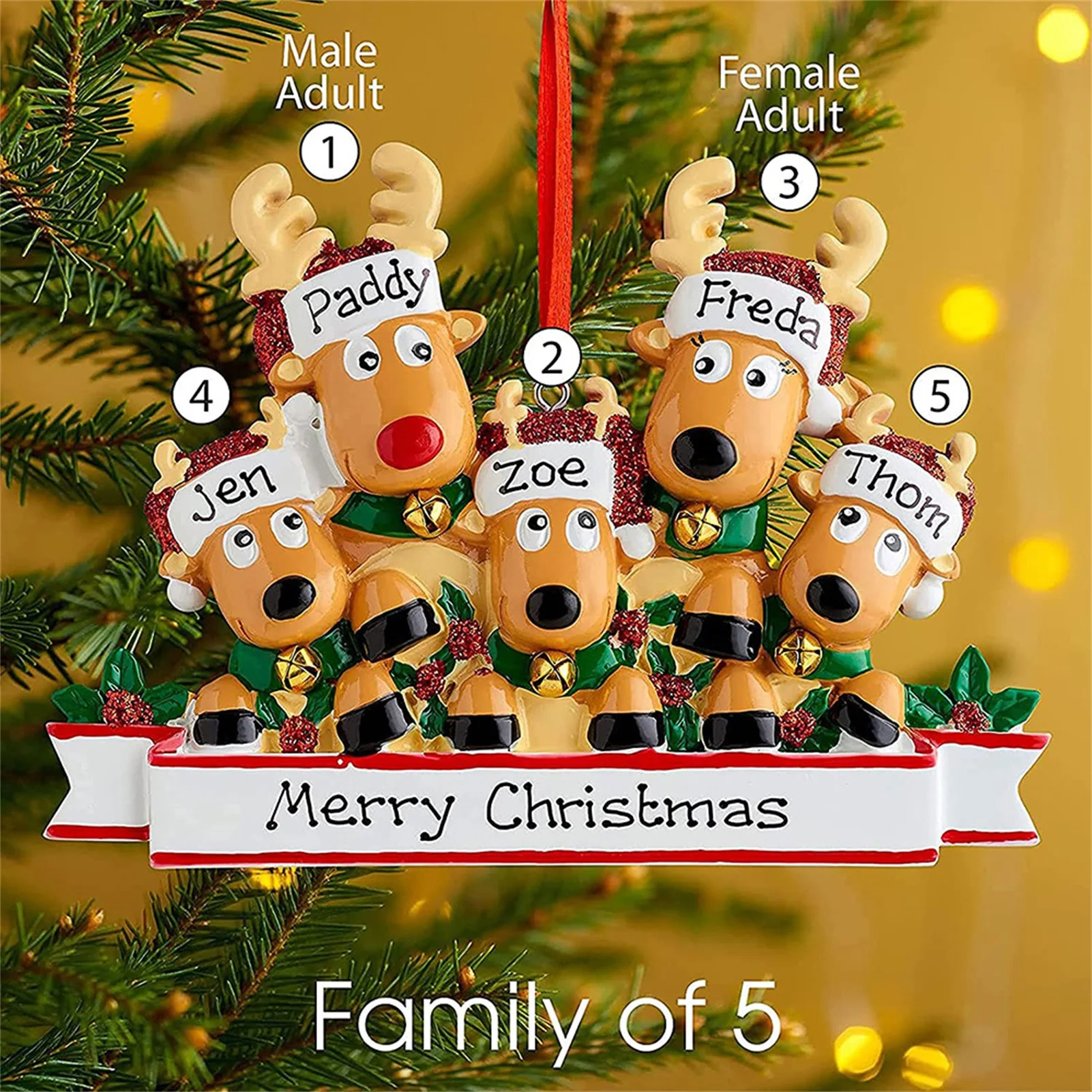 Christmas Reindeer Family Personalized Reindeer Family Ornament Special Santa Reindeer Decoration Festive Deer Family Of 3 4 5 6