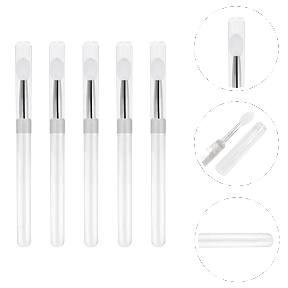 5 pçs silicone lábio escova de grau profissional alça macia fácil limpo conjunto de escova de maquiagem para bálsamo labial aplicação sombra