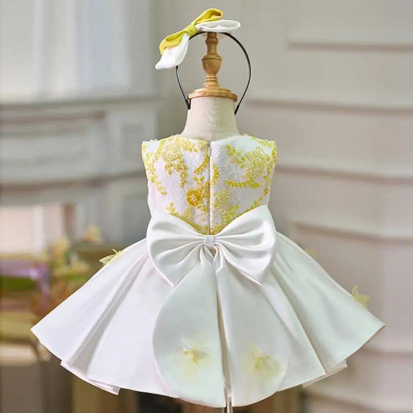 High-End Children's Beads Evening Gown Host Piano Performance Wedding Birthday Party Girls Dresses A4313 Bridesmaid Dresses