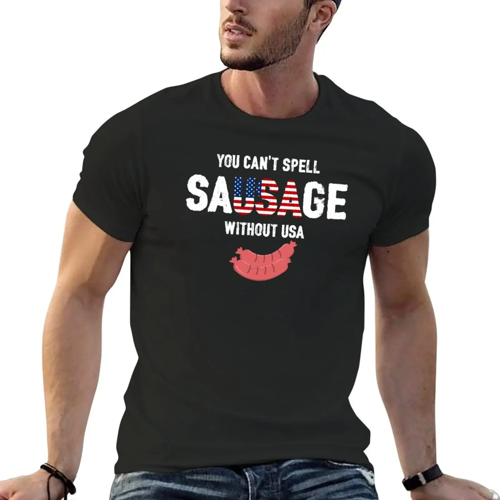 You Can't Spell Sausage Without USA Shirt T-Shirt customs graphics oversized t shirt men